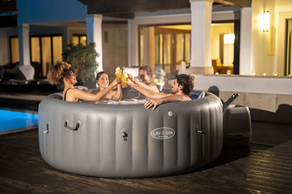 Lay-Z-Spa® Santorini Smart HydroJet Pro™ Enerji Tasarruflu Şişme Spa Havuzu, Mobil Uygulama Kontrollü, 5-7 kişilik