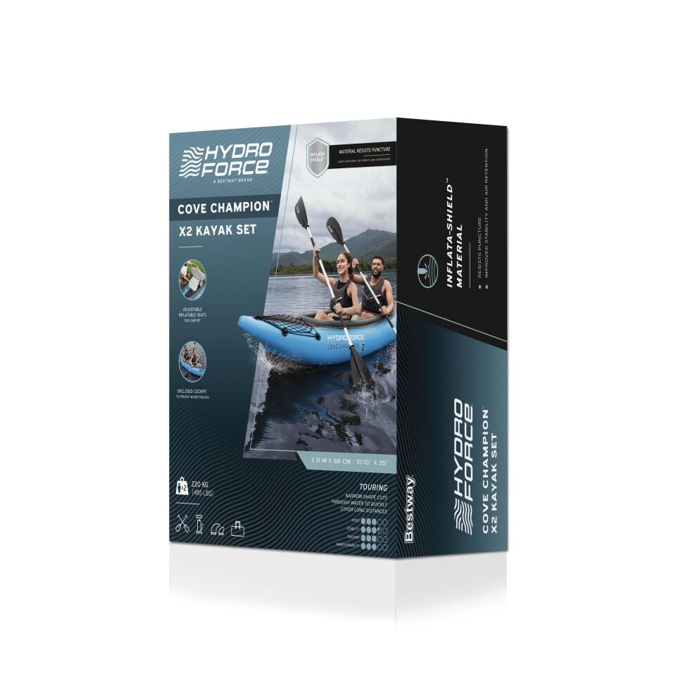 Hydro-Force™ 65131 Cove Champion X2, 2-Kişilik Şişme Kano Seti, 3,31 m