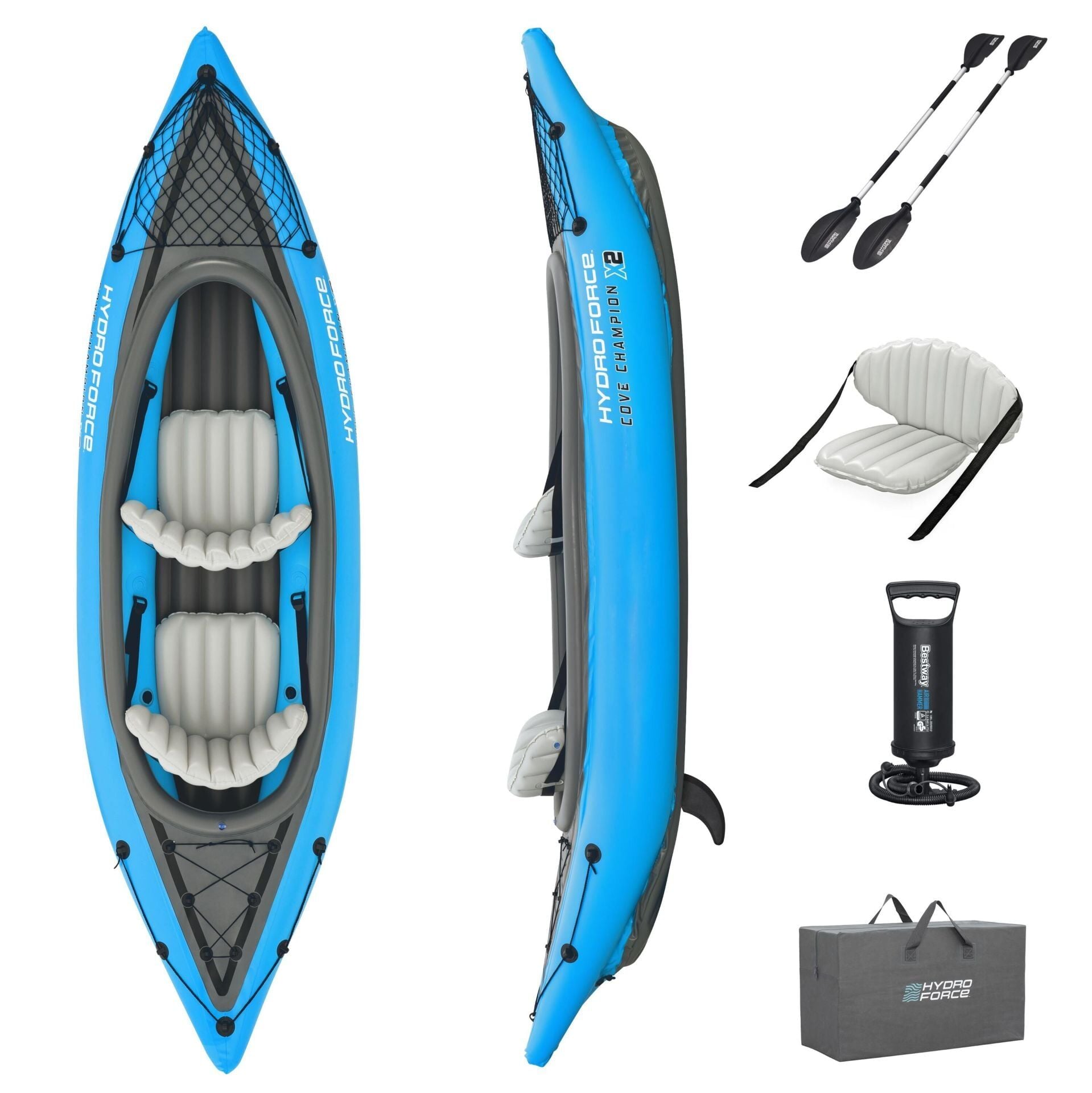 Hydro-Force 65131  Cove Champion X2 İki Kişilik Kano Seti 3.31m x 88cm