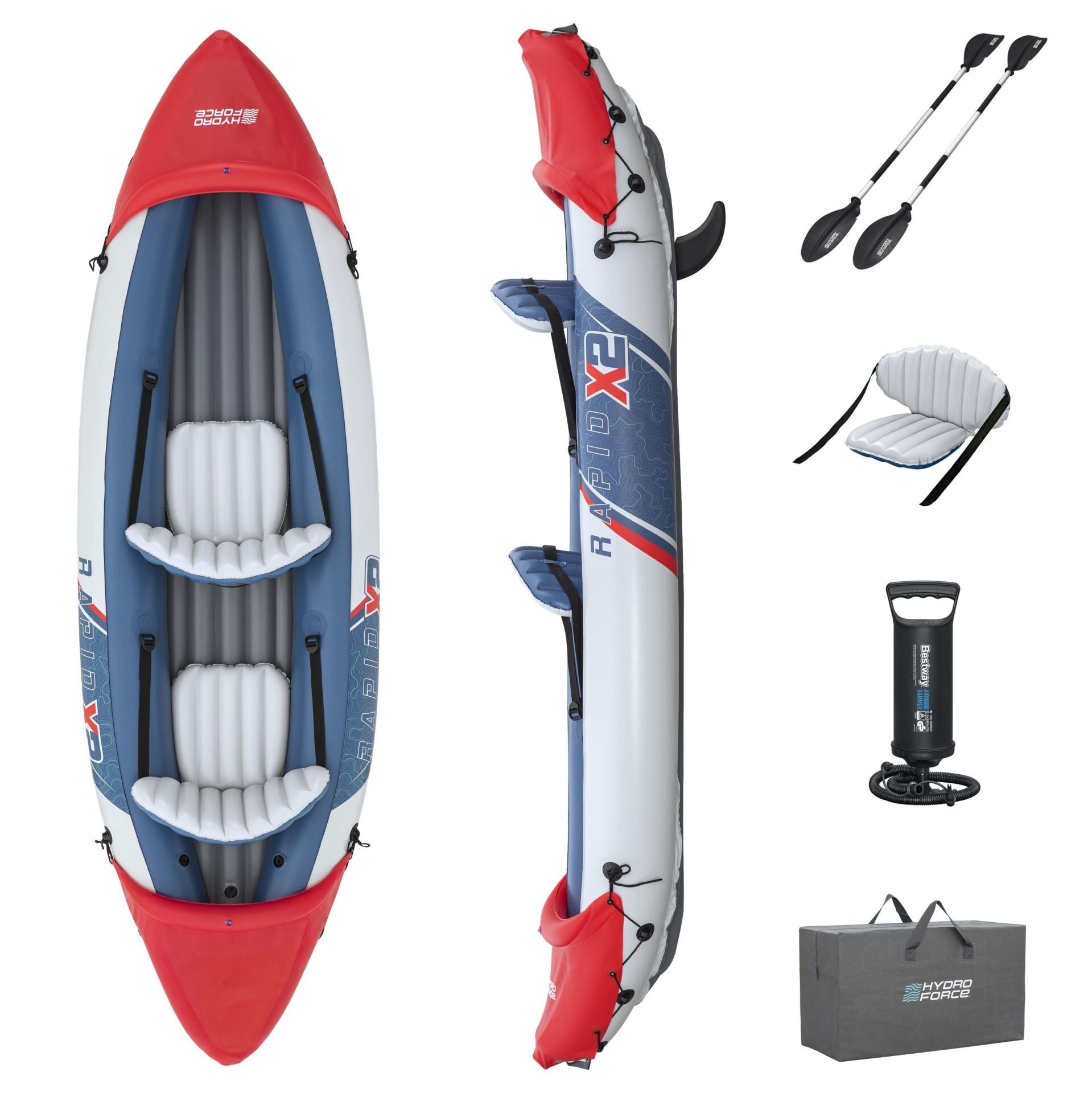 Hydro-Force™ 65077  Rapid X2 İki Kişilik Kano Seti 3.21m x 1.00m