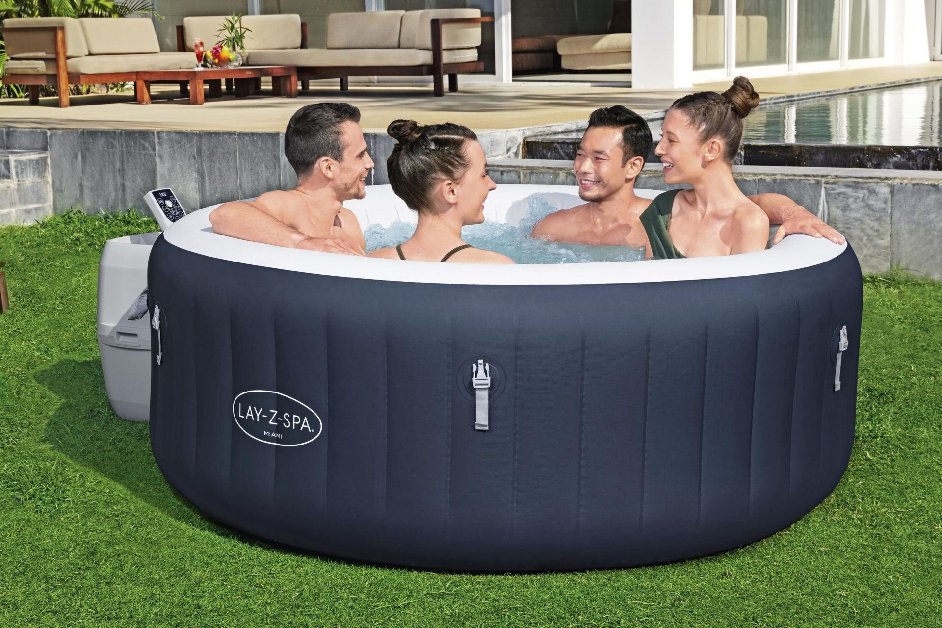 Lay-Z-Spa 6001C Miami AirJet  Enerji Tasarruflu Şişme Spa Havuzu, 2-4 kişilik