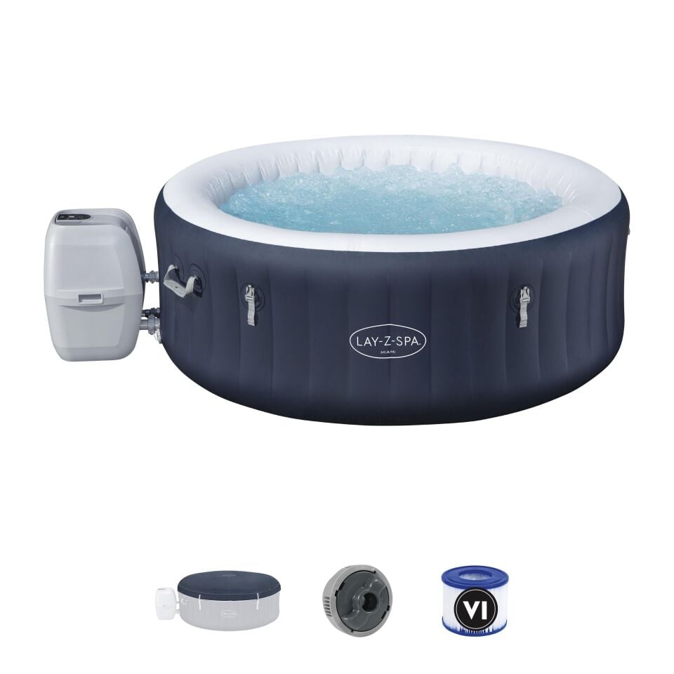 Lay-Z-Spa® Miami AirJet™ 6001C Enerji Tasarruflu Şişme Spa Havuzu, 2-4 kişilik