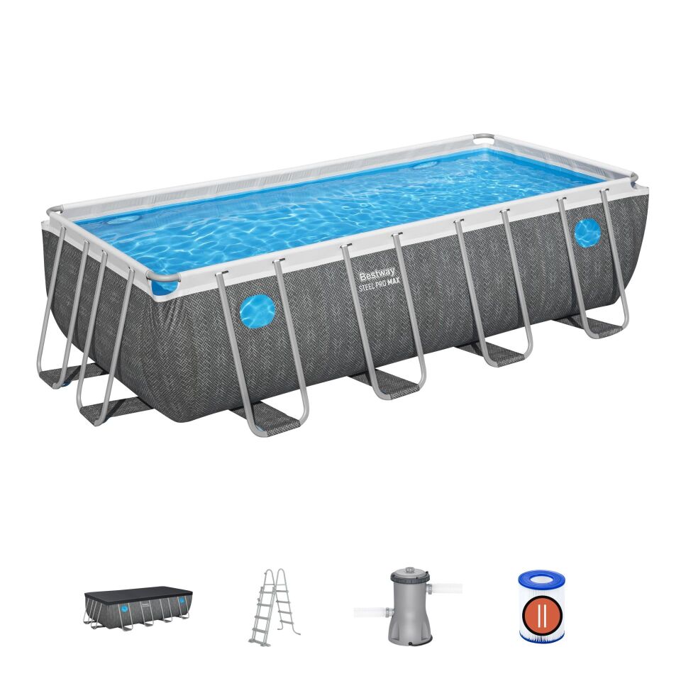 Bestway® Steel Pro MAX™ Splashview™ Dikdörtgen Yerüstü Havuz Seti 4,88 m x 2,44 m x 1,22 m