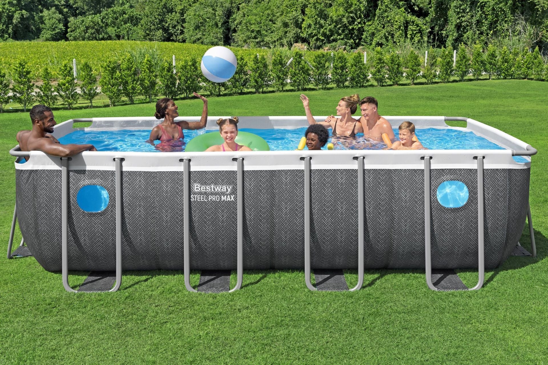 Bestway® 561MB Steel Pro MAX™ Splashview™ Dikdörtgen Yerüstü Havuz Seti 4,88 m x 2,44 m x 1,22 m