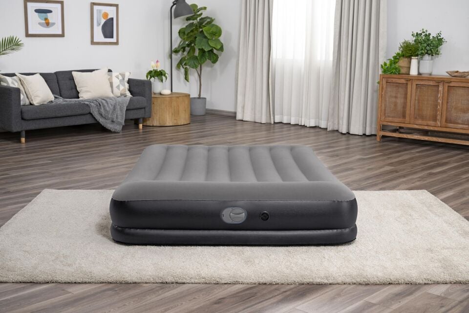 Bestway® Tritech® Geniş Çift Kişilik Şişme Yatak ve USB'li Entegre Şişirme Aparatlı 2.03 m x 1.52 m x 36 cm