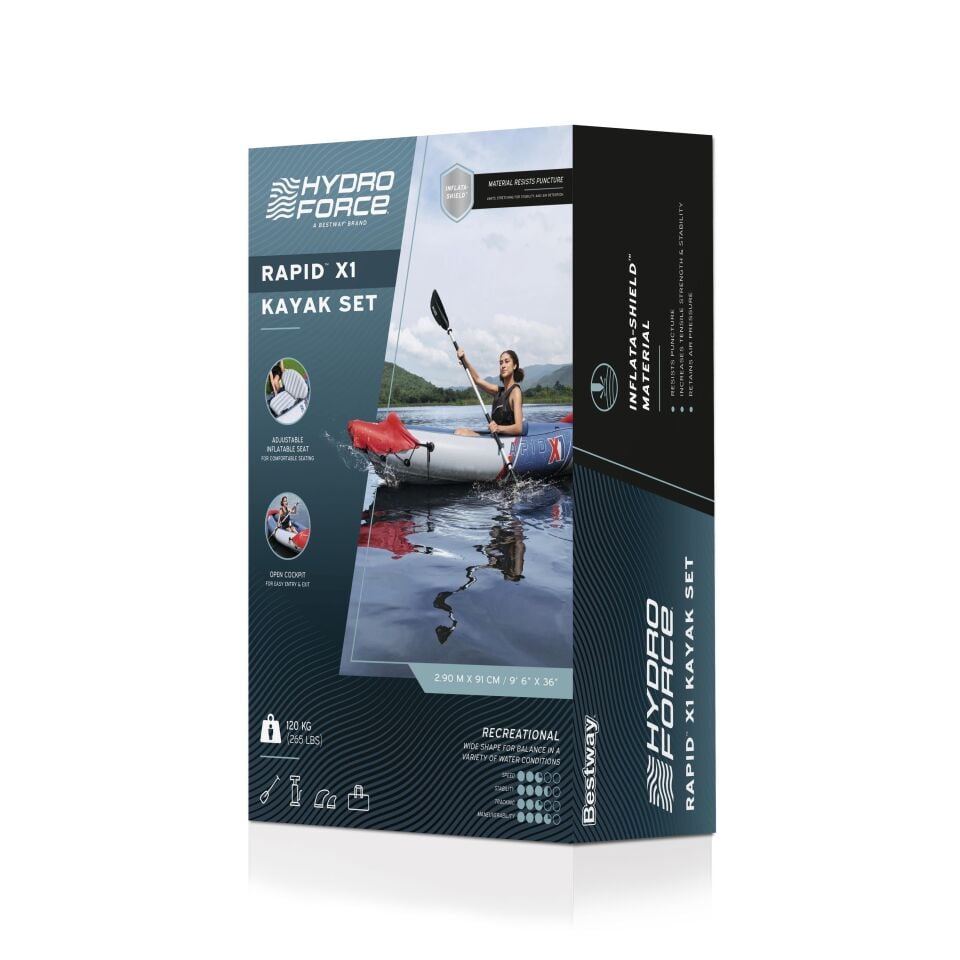 Hydro-Force™  65176 Rapid X1 Tek Kişilik Şişme Kano Seti 2,9 m
