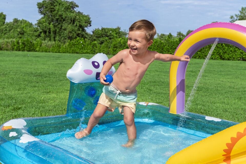 Bestway 53174® Rainbows ‘N Rays™ Şişme Su Oyun Parkı ve Havuz 1,80 m x 1,80 m x 1,17 m