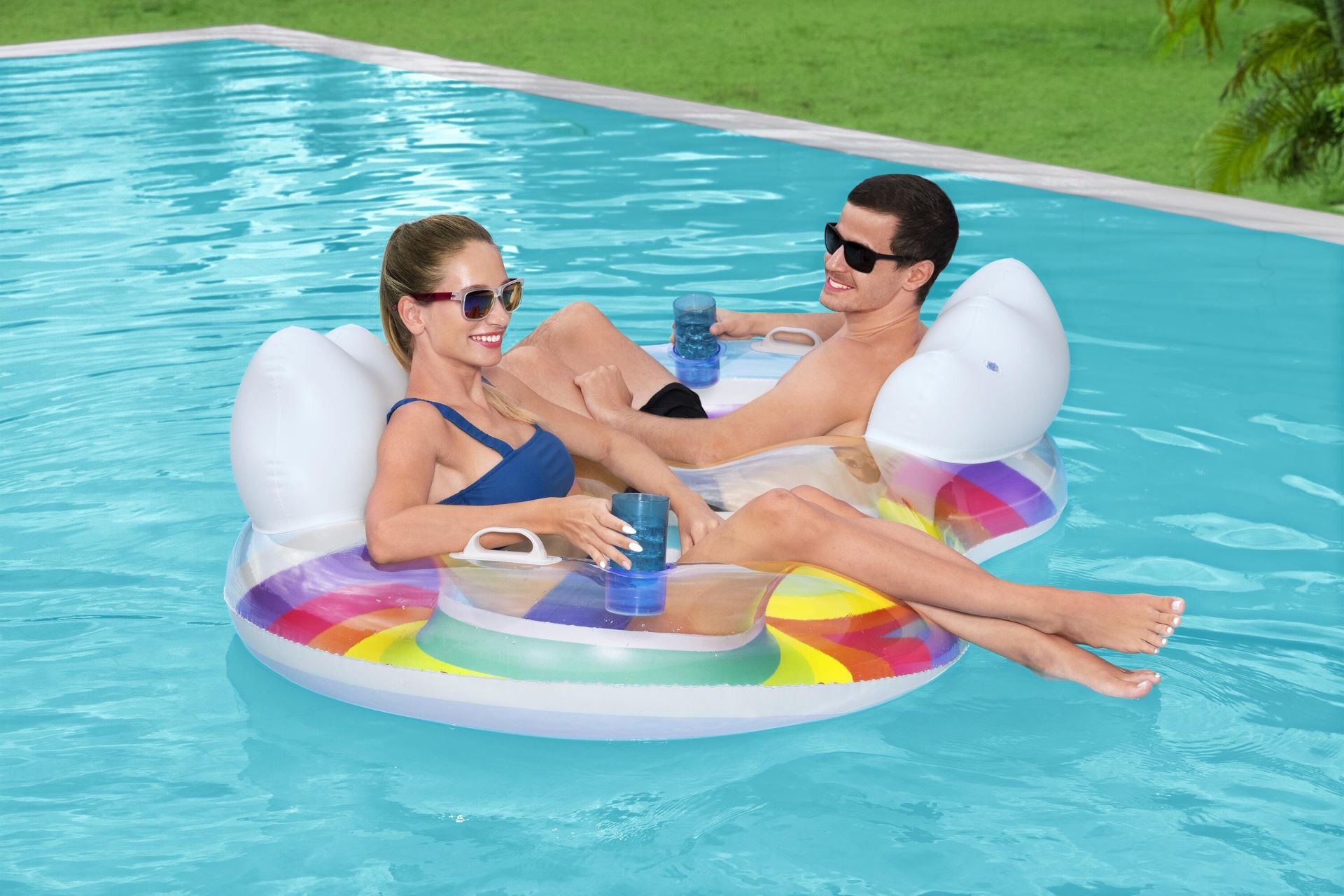 Bestway® 43648 Rainbow Dreams™ Gökkuşağı Çift Kişilik Büyük Simit 1,86 m x 1,16 m