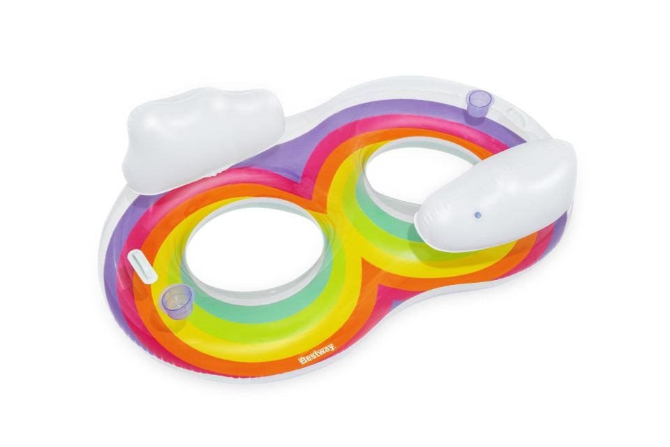 Bestway® 43648 Rainbow Dreams™ Gökkuşağı Çift Kişilik Büyük Simit 1,86 m x 1,16 m