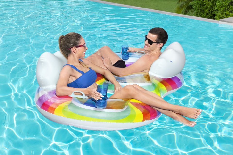 Bestway® 43648 Rainbow Dreams™ Gökkuşağı Çift Kişilik Büyük Simit 1,86 m x 1,16 m