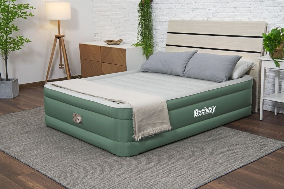 Bestway 69646 ToughLite TPU Çift Kişilik Dahili Pompalı Şişme Yatak 2.03m x 1.52m x 46 cm