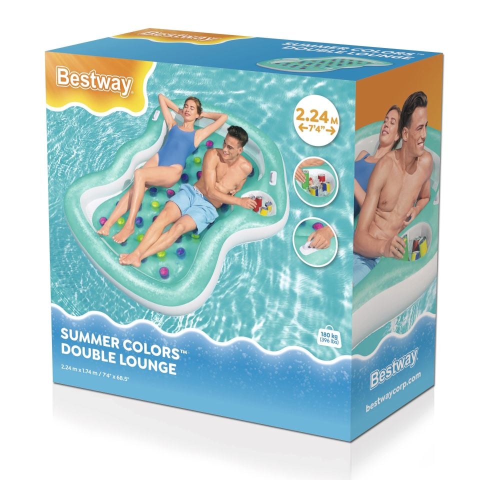 Bestway® 43045 Summer Colors™ Bardaklı Yatak Tasarım Çift Kişilik Şişme Ada