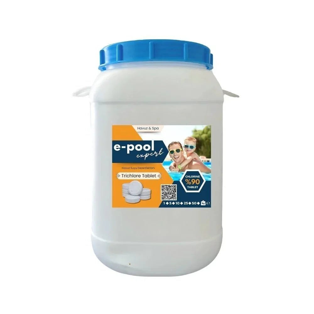 e Pool 90’lık Klor Tableti Havuz Suyu Dezenfektanı 25 Kg Klor