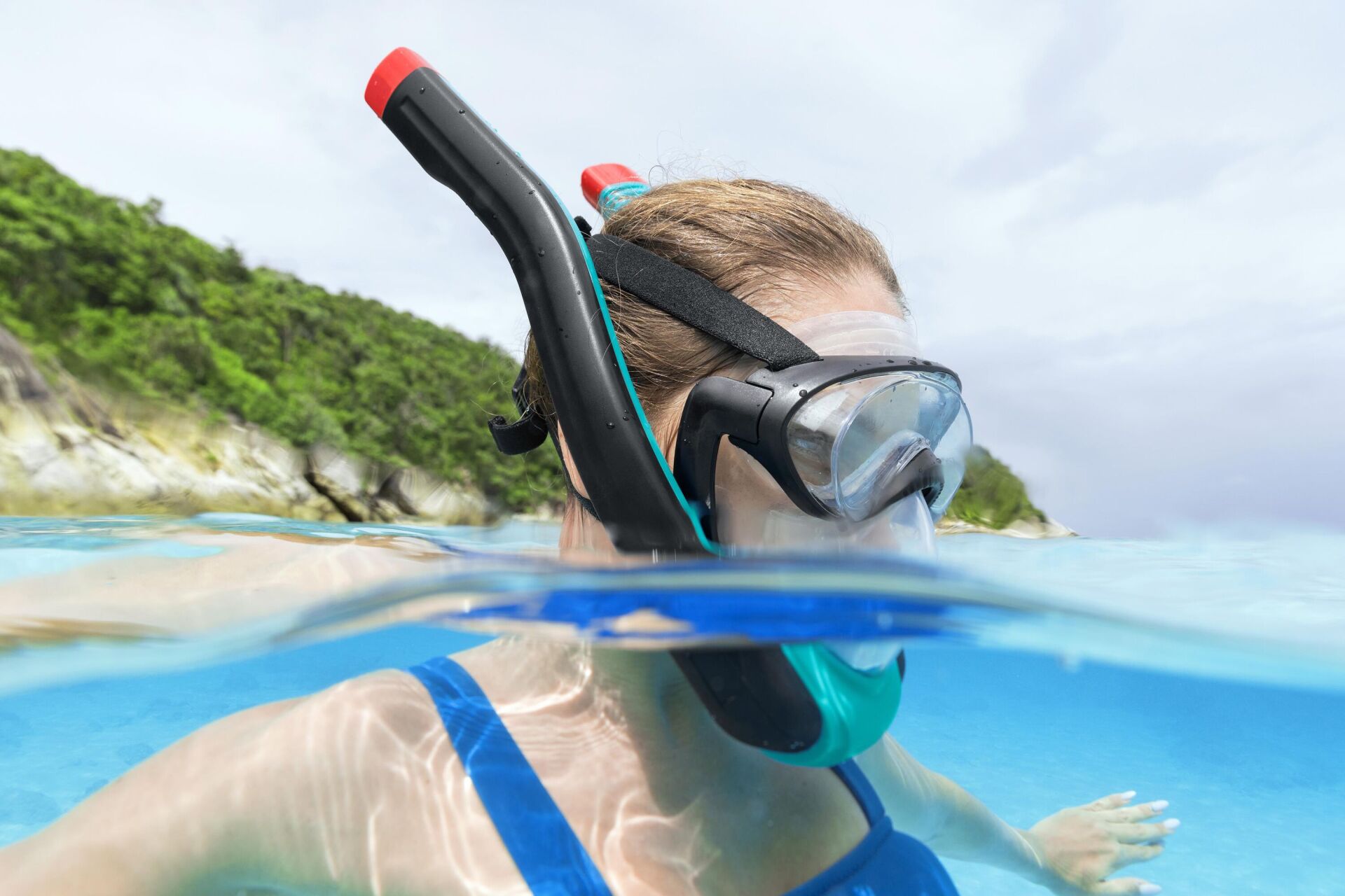 Bestway® 24058 Flowtech™ Şnorkelli Tam Yüz Dalış Maskesi (L/XL, Büyük Boy)