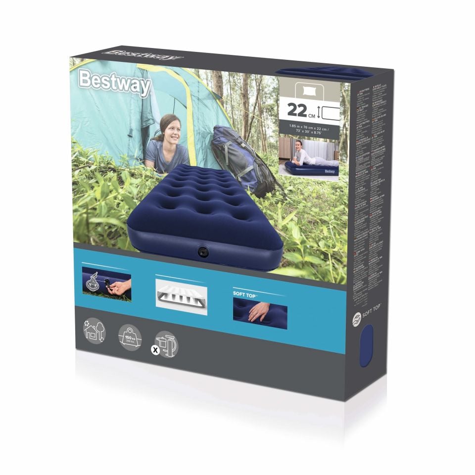 Bestway® 67000 Tek Kişilik Şişme Yatak 1.85 m x 76 cm x 22 cm