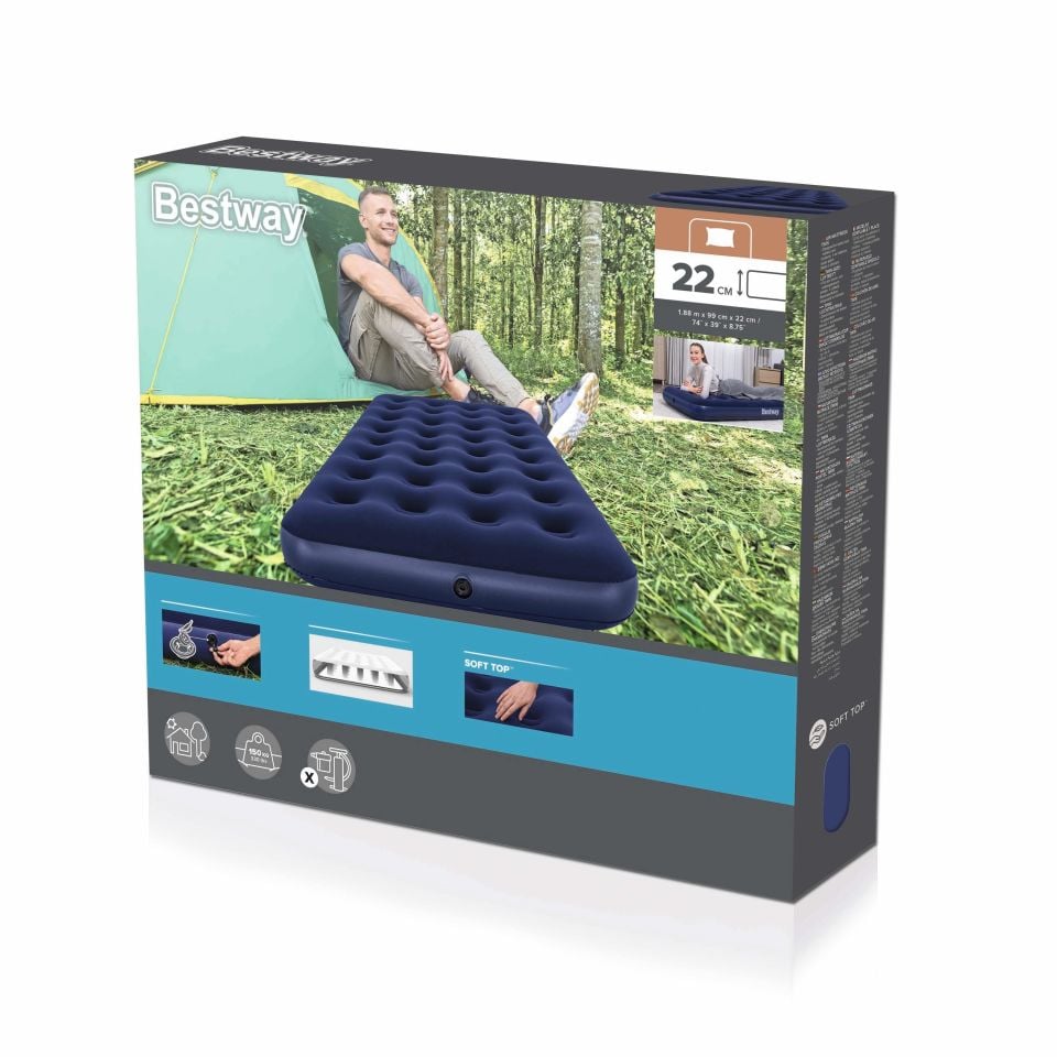 Bestway® 67001 Geniş Tek Kişilik Şişme Yatak 1.88 m x 99 cm x 22 cm