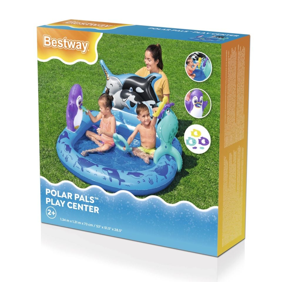 Bestway® 53156 Polar Pals™ Kutuplar Temalı Su Oyun Havuzu 1,34 m x 1,31 m x 73 cm