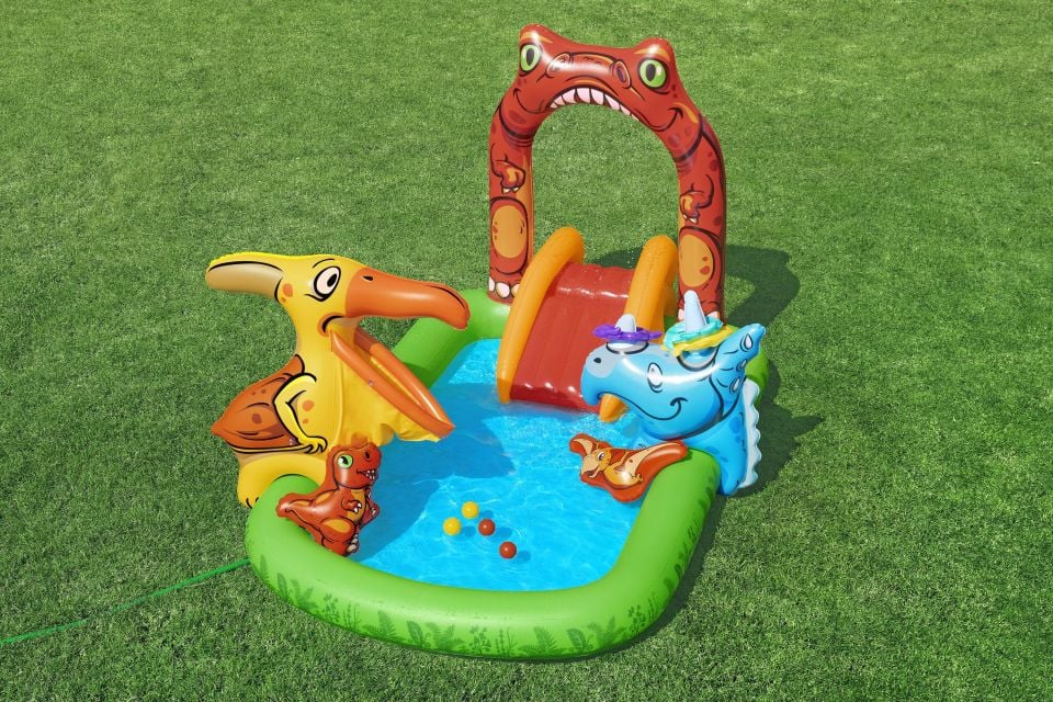 Bestway® 1053160XXX24 Jurassic Splash™ Dinozorlu Su Oyun Parkı 2,41 m x 1,40 m x 1,37 m