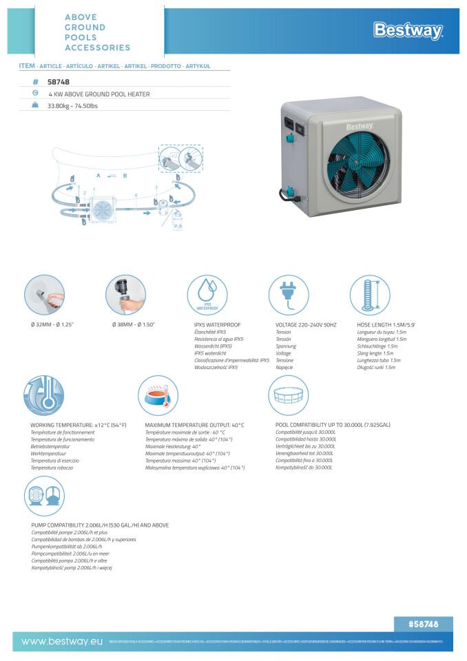 Bestway® 58748 4 kW Havuz Isıtıcı