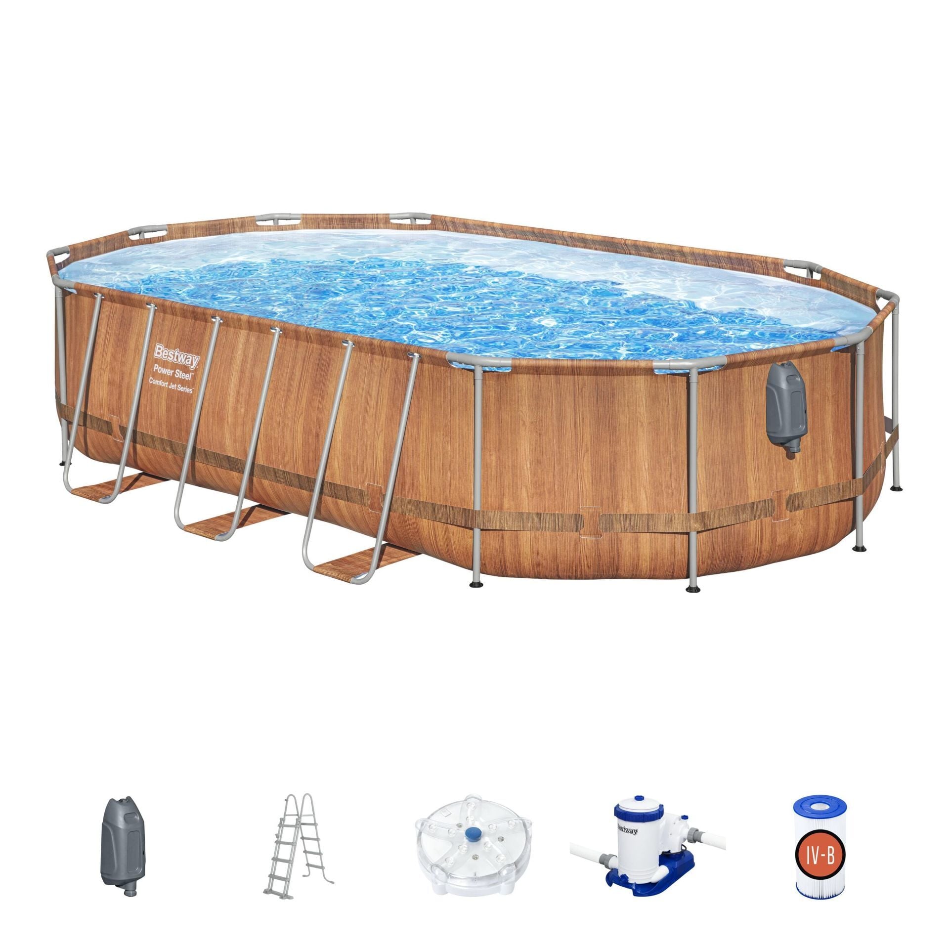 Bestway® Power Steel™ Comfort Jet™ Serisi Prefabrik Yer Üstü Havuz Seti 6,10 m x 3,66 m x 1,22 m