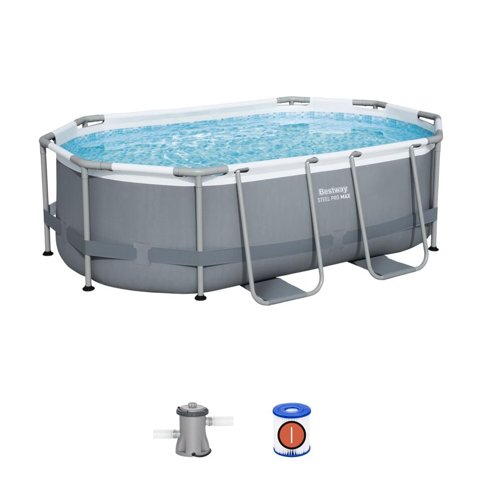 Bestway Prefabrik Havuz Steel Pro MAX  Prefabrik Yer Üstü Havuz Seti 3,05 m x 2,00 m x 84 cm 5614A