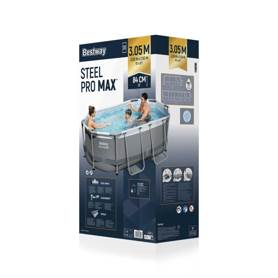 Bestway Prefabrik Havuz Steel Pro MAX  Prefabrik Yer Üstü Havuz Seti 3,05 m x 2,00 m x 84 cm 5614A
