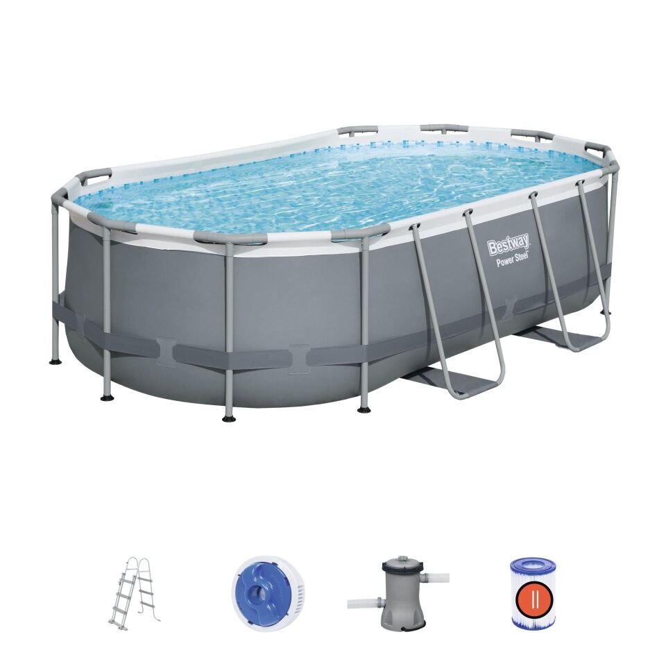 Bestway Prefabrik Havuz Steel Pro MAX  Prefabrik Yer Üstü Havuz Seti 4,27 m x 2,50 m x 100 cm 56620