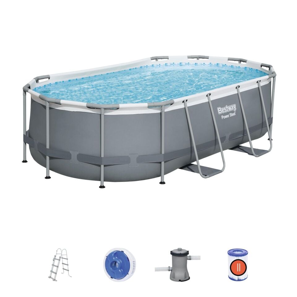 Bestway Prefabrik Havuz Steel Pro MAX  Prefabrik Yer Üstü Havuz Seti 4,27 m x 2,50 m x 100 cm 56620