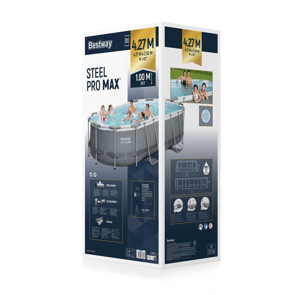 Bestway® Steel Pro MAX™ Prefabrik Yer Üstü Havuz Seti 4,27 m x 2,50 m x 100 cm