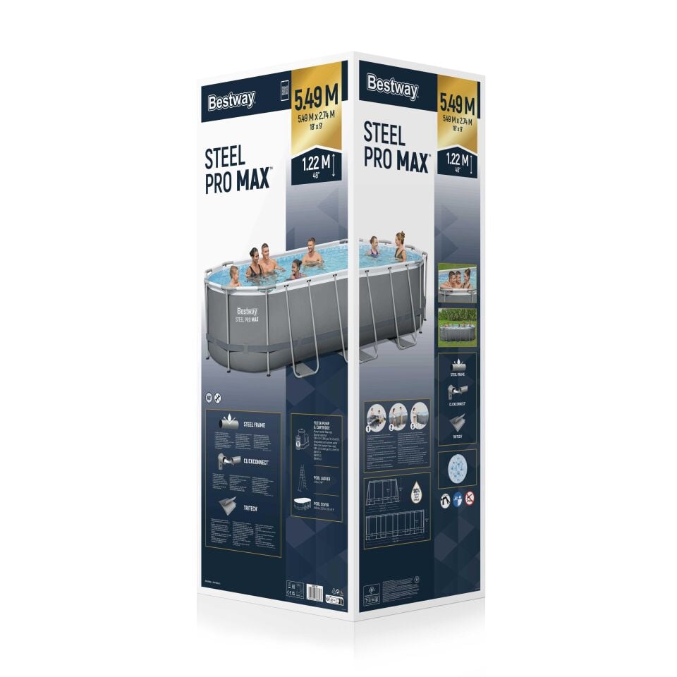 Bestway® 56710 Power Steel™ Prefabrik Yer Üstü Havuz Seti 5,49 m x 2,74 m x 1,22 m