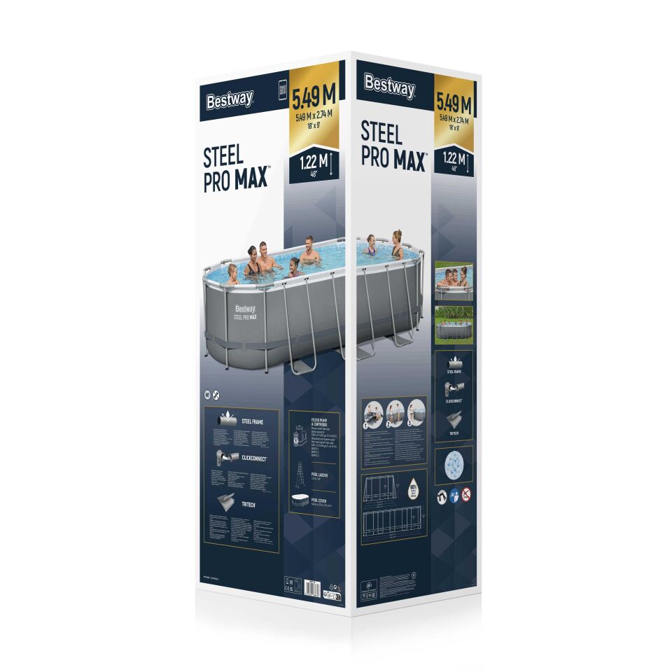Bestway® Power Steel™ Prefabrik Yer Üstü Havuz Seti 5,49 m x 2,74 m x 1,22 m