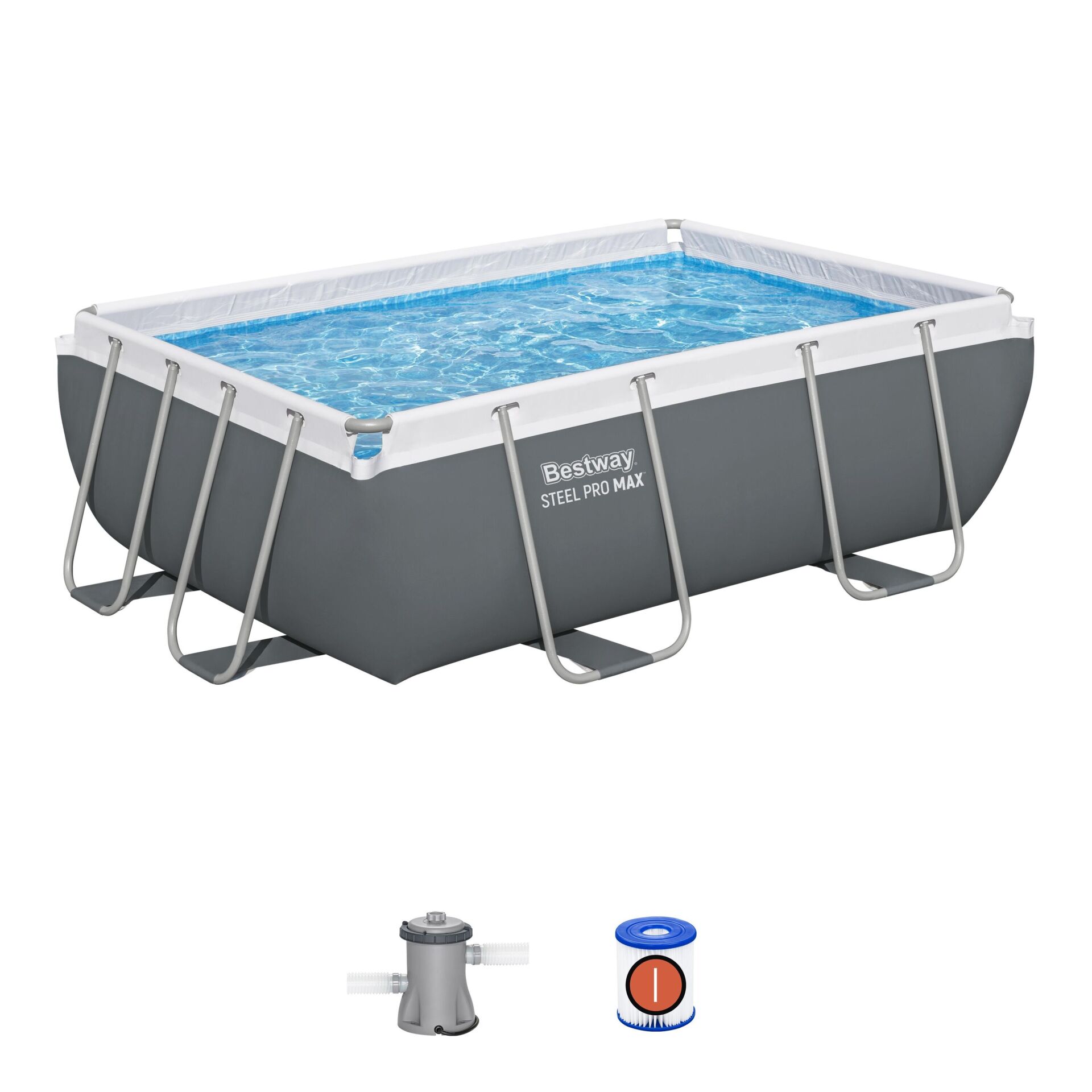 Bestway Prefabrik Havuz Steel Pro MAX Prefabrik Yer Üstü Havuz Seti 2,82 m x 1,96 m x 84 cm 56629