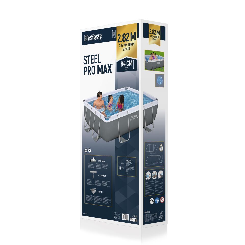 Bestway Prefabrik Havuz Steel Pro MAX Prefabrik Yer Üstü Havuz Seti 2,82 m x 1,96 m x 84 cm 56629