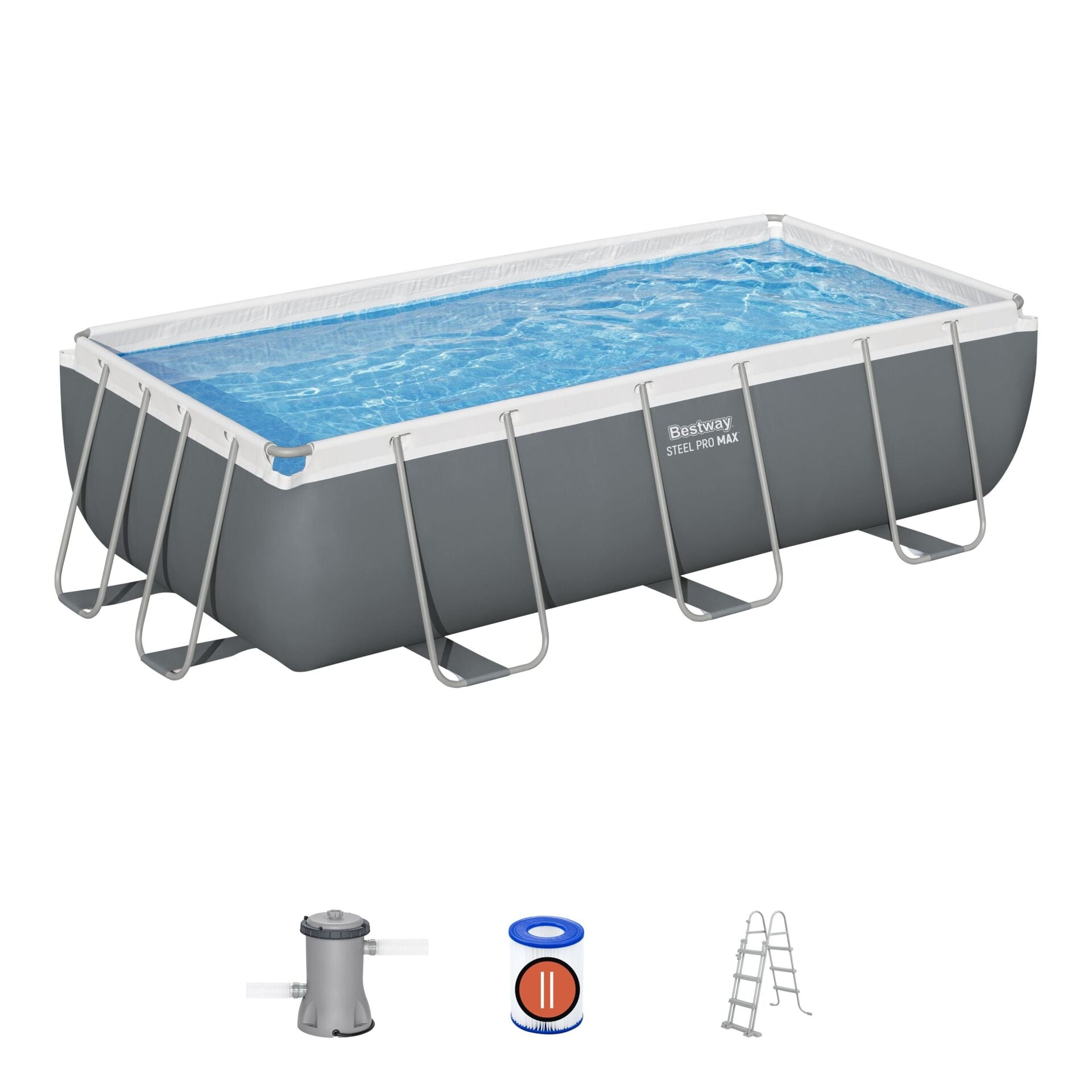Bestway Prefabrik Havuz Steel Pro MAX  Prefabrik Yer Üstü Dikdörtgen Havuz Seti 4,04 m x 2,01 m x 1,00 m 56441