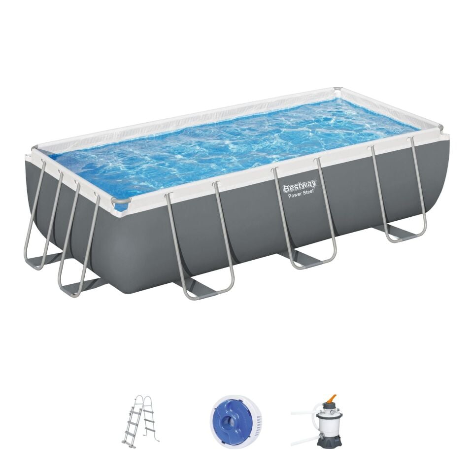 Bestway Prefabrik Havuz Steel Pro MAX  Prefabrik Yer Üstü Dikdörtgen Havuz Seti 4,04 m x 2,01 m x 1,00 m  56442