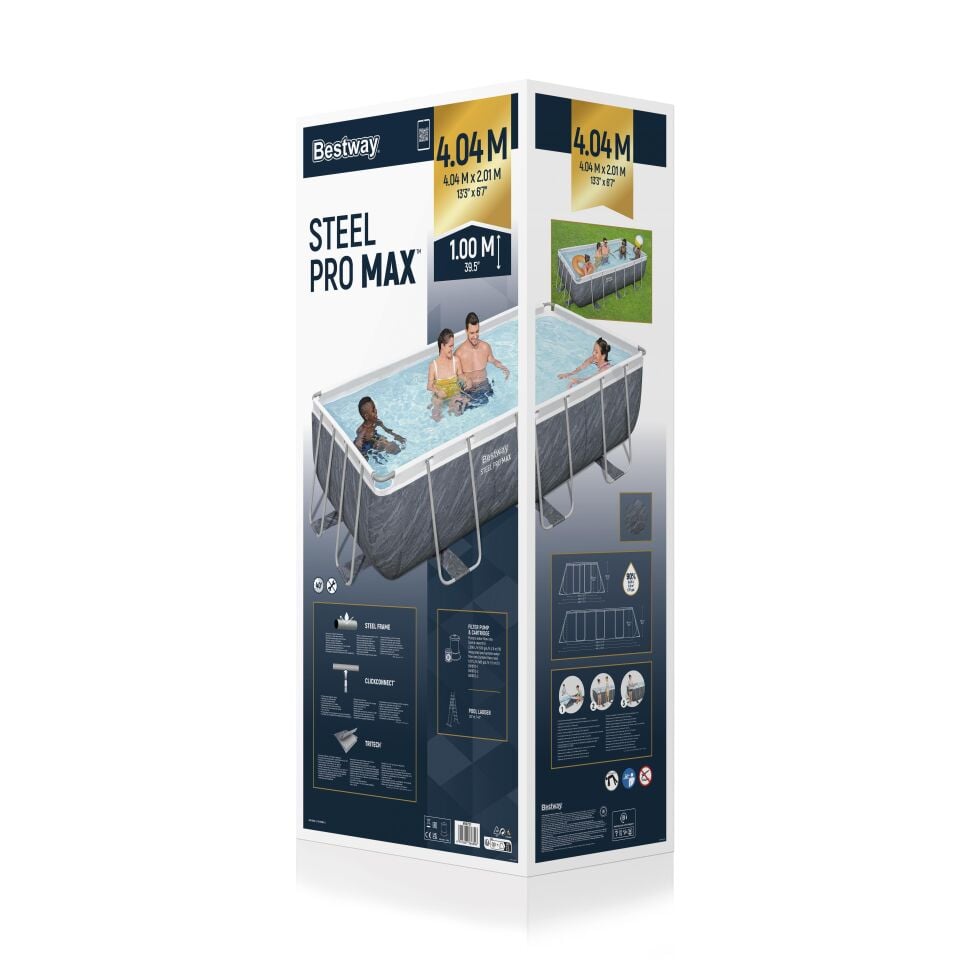Bestway Prefabrik Havuz Power Steel  Prefabrik Yerüstü Havuz 4,04 m x 2,01 m x 1,00 m 56721