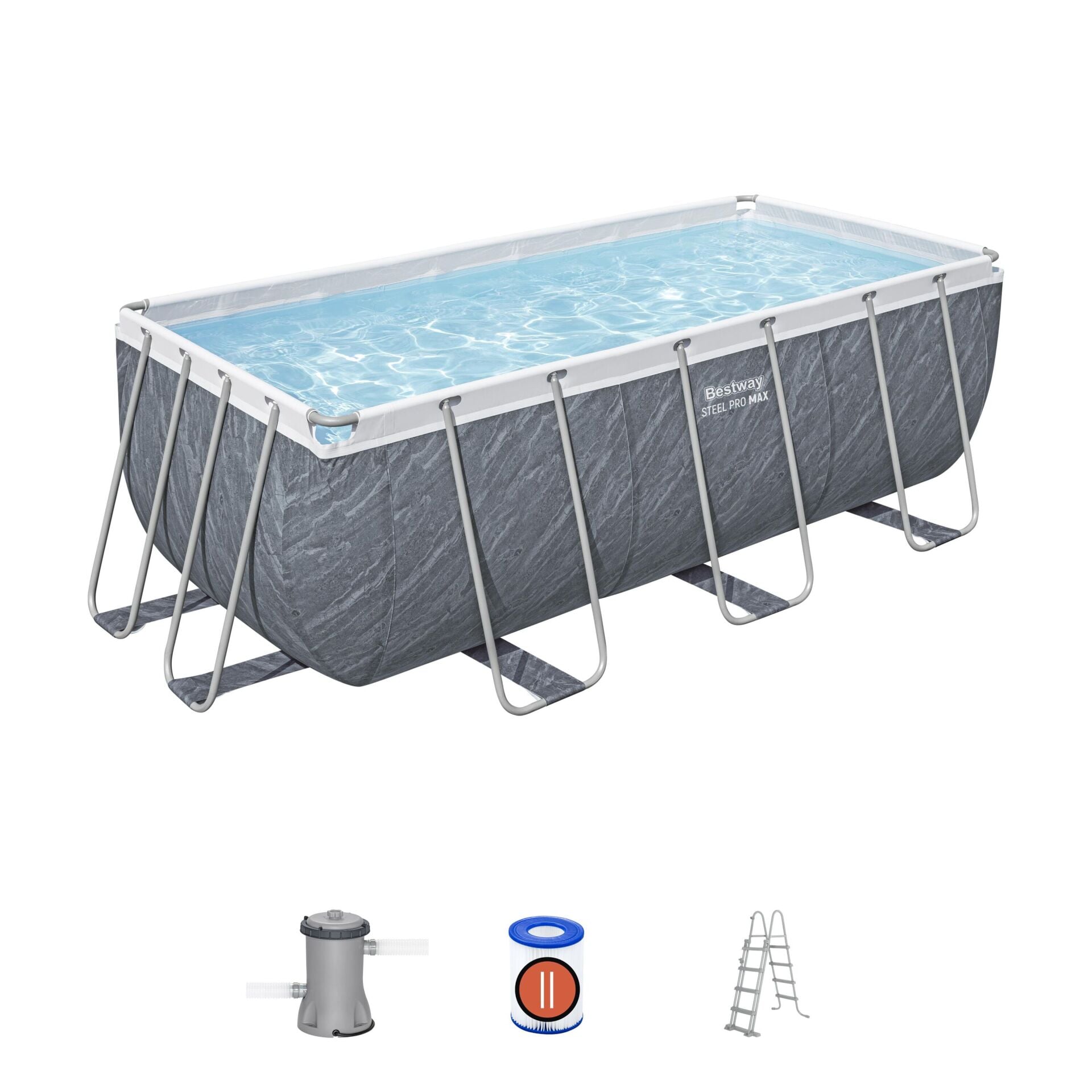 Bestway Prefabrik Havuz Steel Pro MAX  Prefabrik Yer Üstü Dikdörtgen Havuz Seti 4,12 m x 2,01 m x 1,22 m 56722