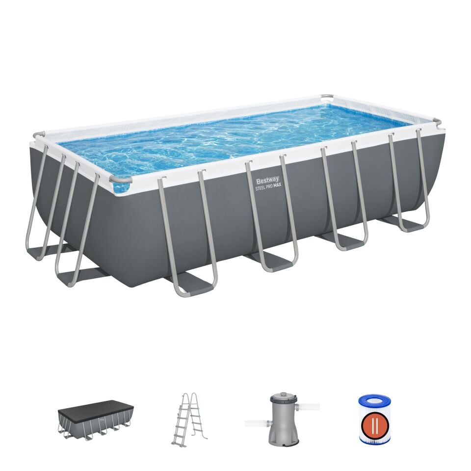 Bestway Prefabrik Havuz Steel Pro MAX Prefabrik Yer Üstü Havuz Seti 4,88 m x 2,44 m x 1,22 m 56670