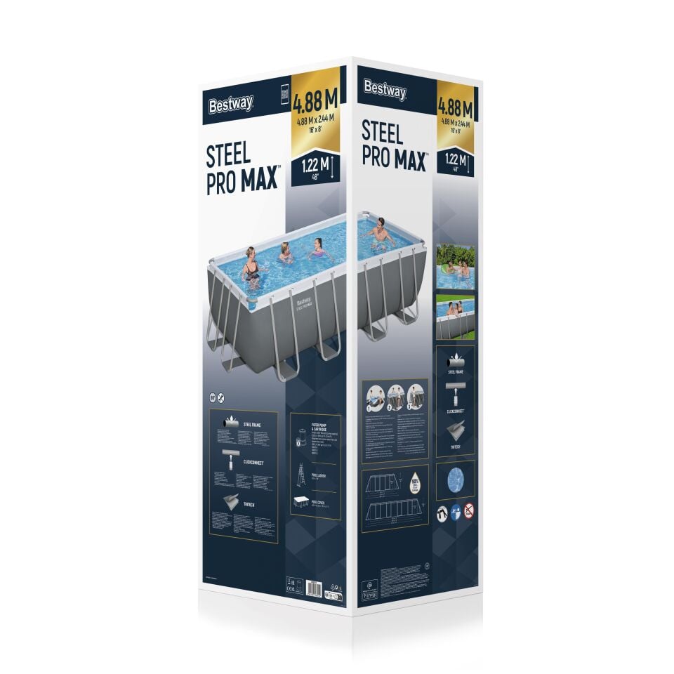 Bestway® 56670 Steel Pro MAX™ Prefabrik Yer Üstü Havuz Seti 4,88 m x 2,44 m x 1,22 m