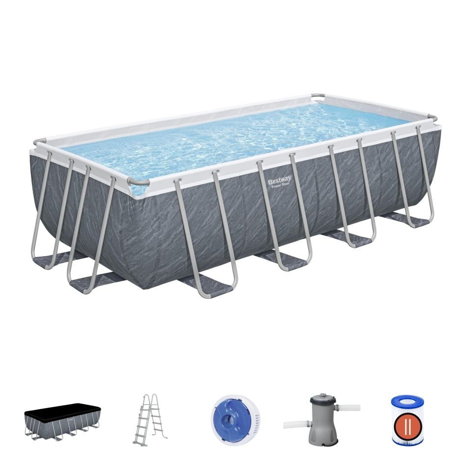 Bestway® 56996 Power Steel™ Prefabrik Yerüstü Havuz 4,88 m x 2,44 m x 1,22 m