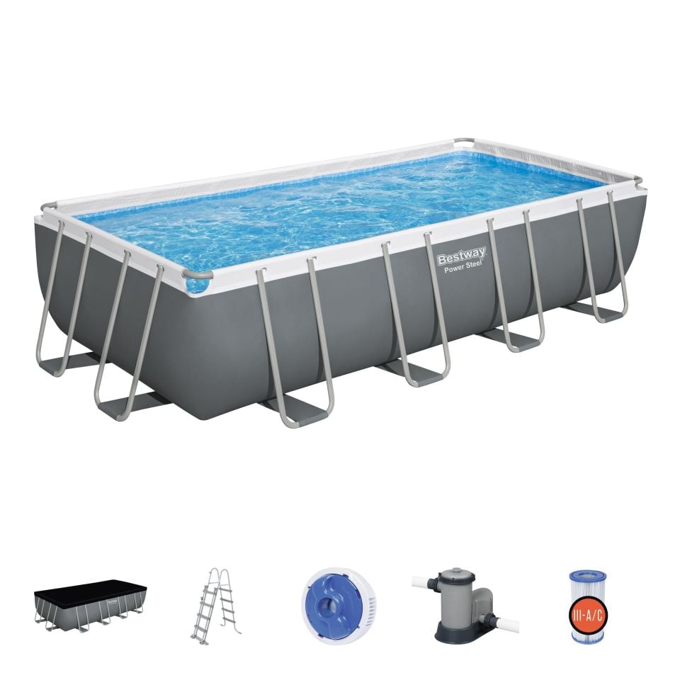 Bestway® 56465 Power Steel™ Prefabrik Yer Üstü Havuz Seti 5,49 m x 2,74 m x 1,22 m