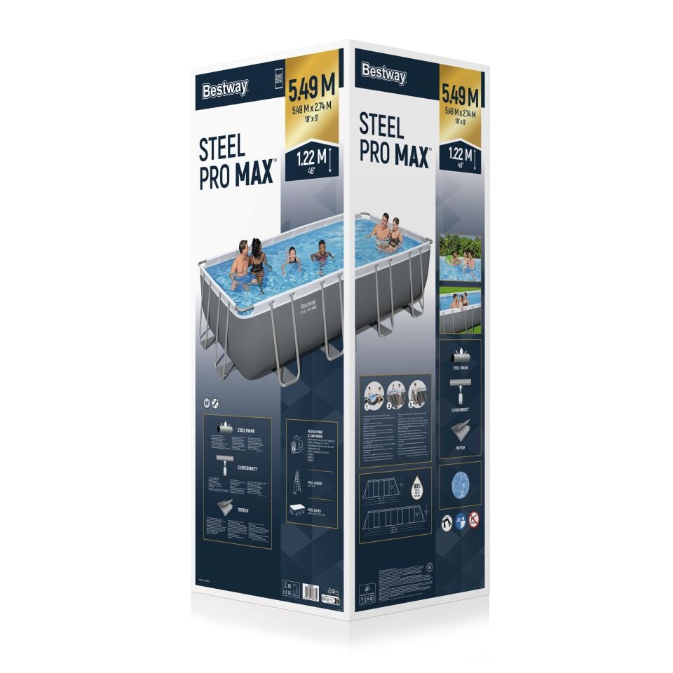 Bestway® 56465 Steel Pro MAX™ Prefabrik Yer Üstü Havuz Seti 5,49 m x 2,74 m x 1,22 m