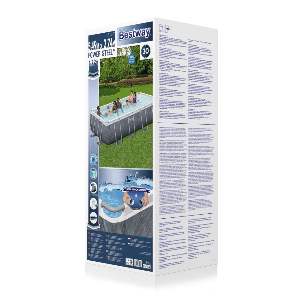 Bestway® 56998 Power Steel™ Prefabrik Yer Üstü Havuz Seti 5,49 m x 2,74 m x 1,22 m