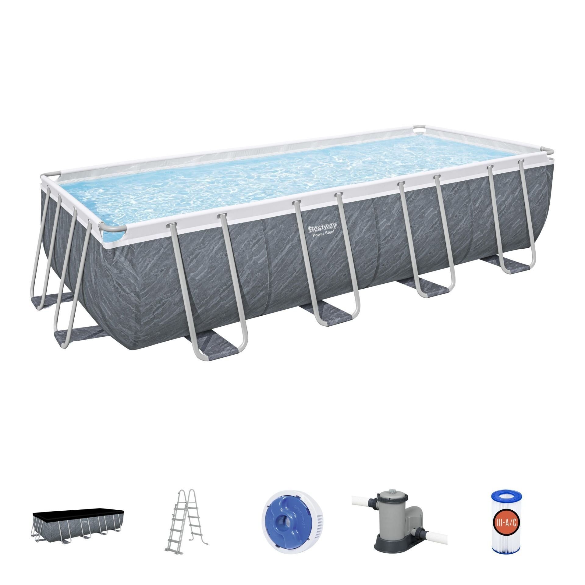 Bestway® 56998 Power Steel™ Prefabrik Yer Üstü Havuz Seti 5,49 m x 2,74 m x 1,22 m