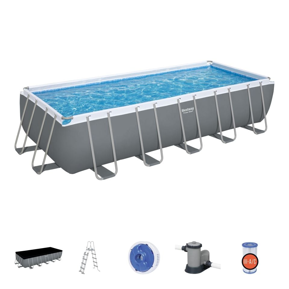 Bestway® 5611Z Power Steel™ Prefabrik Yer Üstü Havuz Seti 6,40 m x 2,74 m x 1,32 m