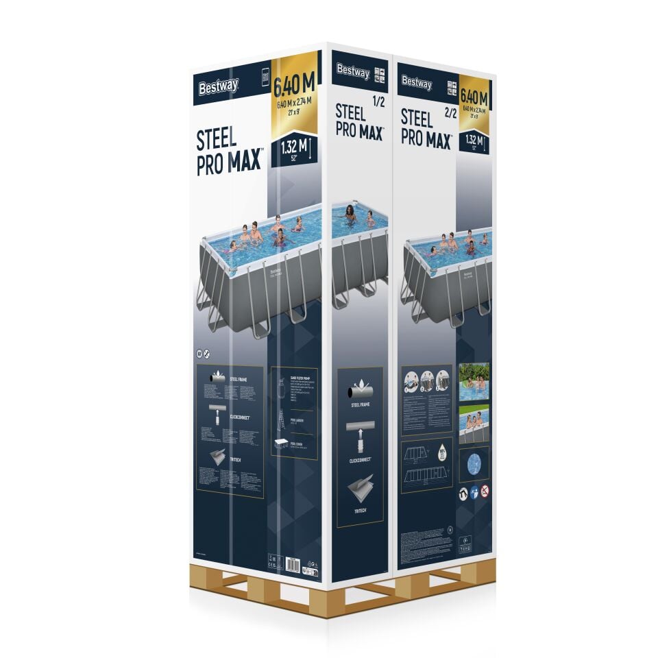 Bestway® 5612B Steel Pro MAX™ Yerüstü Prefabrik Havuz Seti 6,40 m x 2,74 m x 1,32 m