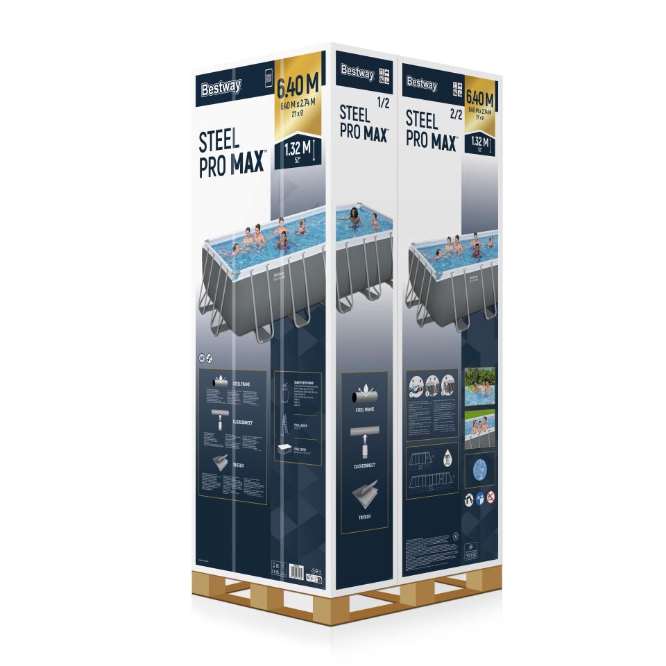 Bestway Prefabrik Havuz Steel Pro MAX Yerüstü Prefabrik Havuz Seti 6,40 m x 2,74 m x 1,32 m 5612B