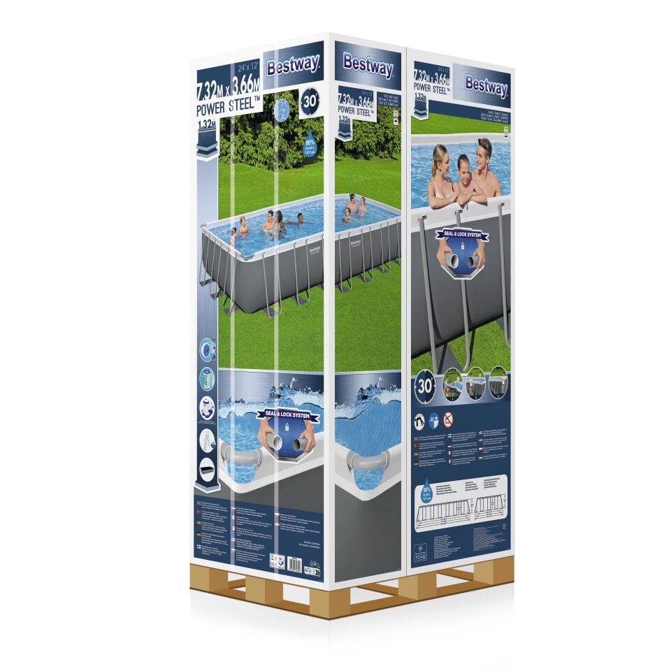 Bestway® 56474 Power Steel™ Prefabrik Yer Üstü Havuz Seti 7,32 m x 3,66 m x 1,32 m
