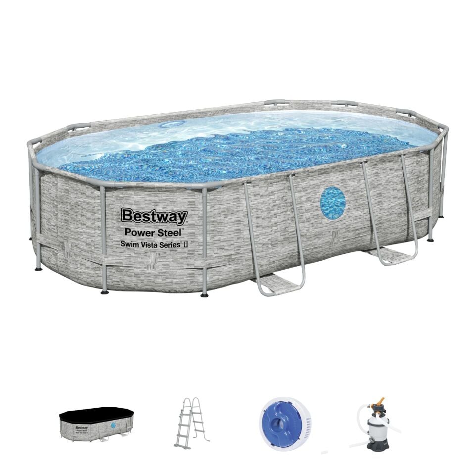 Bestway Prefabrik Havuz Power Steel Vista Serisi 2 Prefabrik Yer Üstü Havuz Seti 4,88 m x 3,05 m x 1,07 m  56946