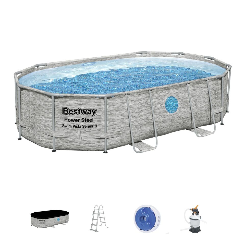 Bestway Prefabrik Havuz Power Steel Vista Serisi 2 Prefabrik Yer Üstü Havuz Seti 4,88 m x 3,05 m x 1,07 m  56946